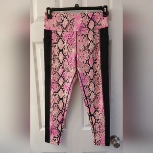 Rise by Lularoe Pink & Black Snakeskin Leggings - Size Large